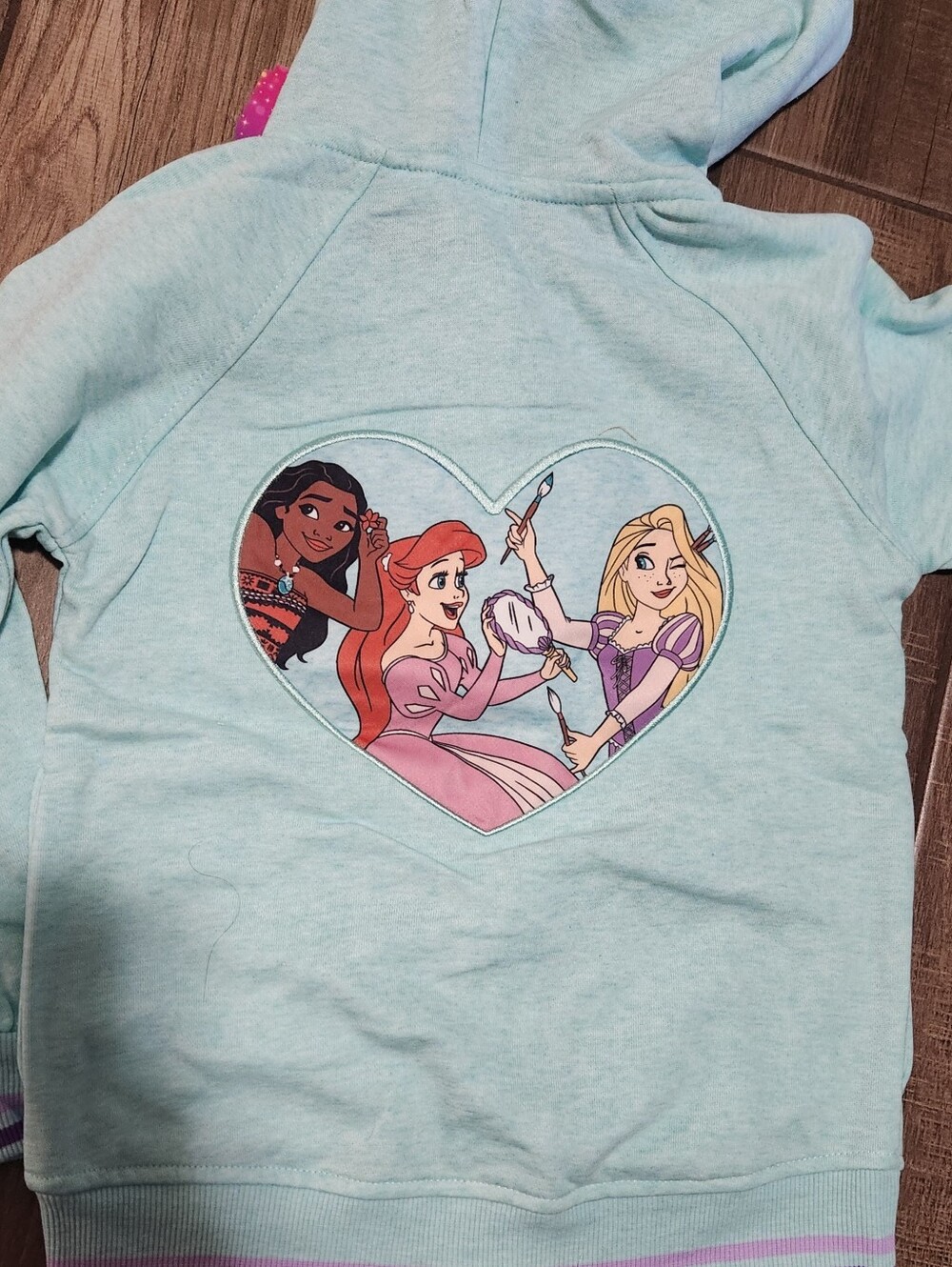 Disney Girls' Light Aqua Hooded Jacket with Purple Princess Lining